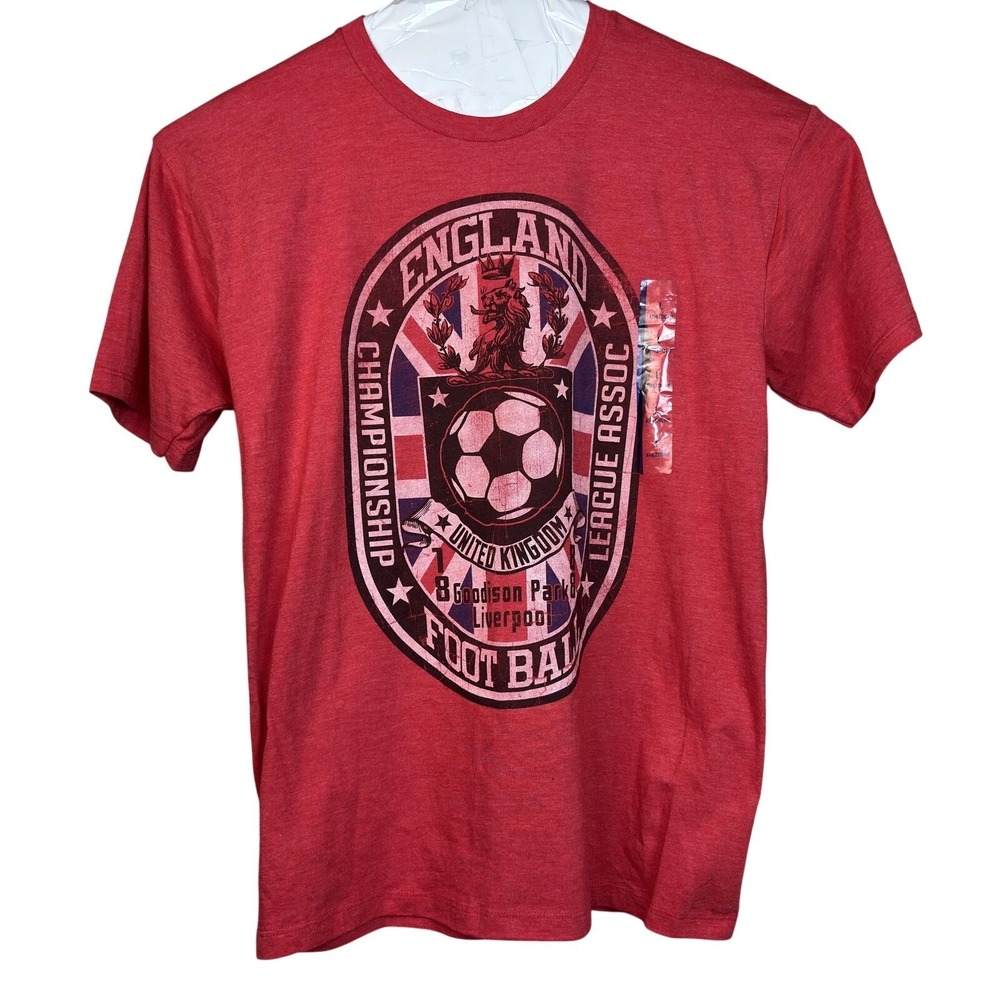 England Football Championship Shirt Mens Large Red Heather Graphic Soccer Tee